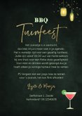 Uitnodiging tuinfeest BBQ lampjes krijtbord gezellig 3