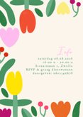 Uitnodiging tuinfeest kleurige tulpen moderne bloemen 2
