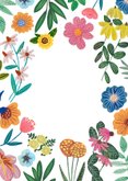 Uitnodiging tuinfeest met kleurrijke bloemen illustratie Achterkant