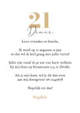 Uitnodiging verjaardag 21 diner waterverf roze goud confetti 3