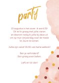 Uitnodiging verjaardagsfeestje confetti en waterverf roze 3