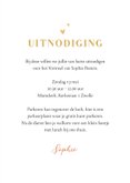Uitnodiging vormsel bloemen hartjes goud foto 3
