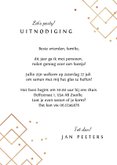 Uitnodigingskaart pensioen stijlvol goud champagne grafisch 3