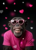 Valentijnskaart grappig man chimpansee hartjes lekkerding 2