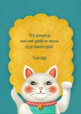 Veel geluk gewenst kaart met illustratie van een lucky cat 3