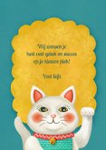 Veel geluk gewenst kaart met illustratie van een lucky cat 3