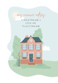 Verhuiskaart met fotocollage en illustratie van een huis. 2