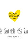  Verhuiskaart rechthoekig met getekende zwart-witte huisjes 3