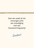 Verhuiskaart touw en label met foto van het nieuwe huis 3