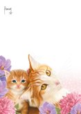Verjaardagkaart katten en bloemen 2