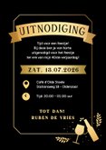 Verjaardagsfeest uitnodiging met bier en wijn in goudlook 3