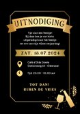 Verjaardagsfeest uitnodiging met bier en wijn in goudlook 3