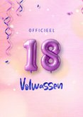Verjaardagskaart 18 jaar met feestelijke heliumballonnen 2