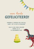 Verjaardagskaart 5 jaar dinosaurus en taart en ballonnen 3