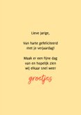 Verjaardagskaart arm met bloemen rood geel 3