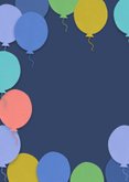 Verjaardagskaart ballonnen blauwe achtergrond 2