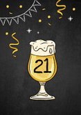 Verjaardagskaart bier proost confetti doodle krijtbord 21 2