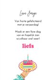 Verjaardagskaart bord taartje hand mint roze geel 3