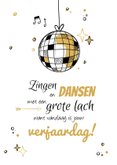 Verjaardagskaart cheers birthday wijn confetti muziek disco 2