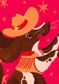 Verjaardagskaart cowboy hond met discobal 2