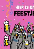 Verjaardagskaart duiven 'waar is dat feestje?' 2