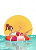 Verjaardagskaart felicitatie vrouw in zee met zon 2