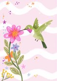 Verjaardagskaart felicitatie vrouw kolibrie bloemen vrolijk  2
