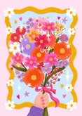 Verjaardagskaart felicitatie vrouw meisje boeket bloemen 2