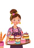 Verjaardagskaart felicitatie vrouw met taart vrolijk 2