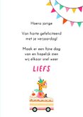 Verjaardagskaart giraffe taart auto roze 3
