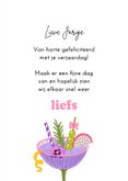 Verjaardagskaart glas cocktail paars roze 3