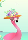 Verjaardagskaart grappig fabulous flamingo tropische bloemen 2