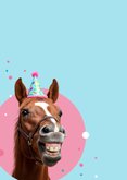 Verjaardagskaart grappig paard smile birthday confetti 2