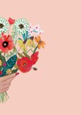 Verjaardagskaart hand met mooi bloemen boeket 2