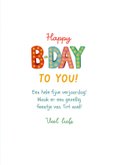 Verjaardagskaart 'Happy B-Day-kast' 3