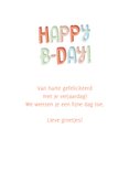 Verjaardagskaart Happy B-day met confetti 3