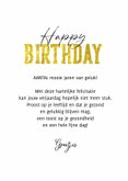 Verjaardagskaart happy birthday typografisch goud 3