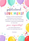Verjaardagskaart jarig in oktober met ballonnen 3
