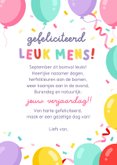 Verjaardagskaart jarig in september met ballonnen 3