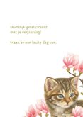 Verjaardagskaart kitten met magnolia 3