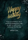 Verjaardagskaart krijtbord goud happy birthday bier 3