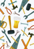 Verjaardagskaart met bier en gereedschap 2