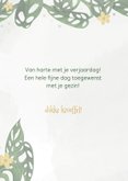 Verjaardagskaart met monstera plantjes en confetti 3