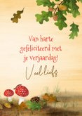Verjaardagskaart met paddestoelen en bosdieren 3