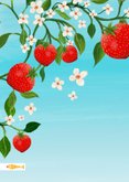 Verjaardagskaart met rode aardbeien en bloemetjes 2