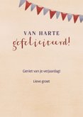 Verjaardagskaart met vuurtoren ballonnen en slingers 3