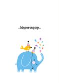 Verjaardagskaart olifant blauw feestmuts bloemen  2