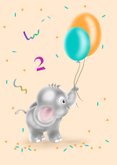 Verjaardagskaart olifantje ballonnen 2