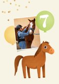 Verjaardagskaart paard pony ballonnen confetti kind neutraal 2