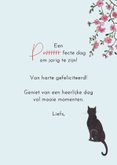 Verjaardagskaart Parijs kat en gezellig ontbijt 3